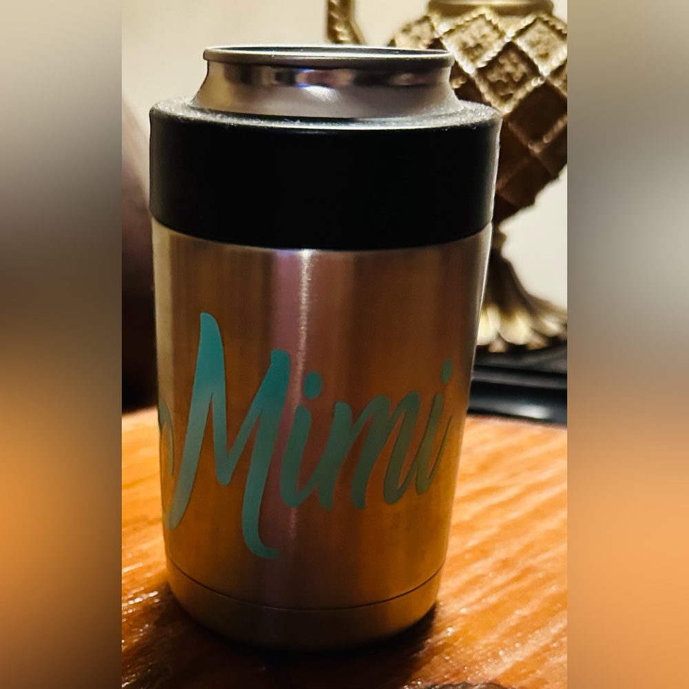 Yeti Stainless Steel Travel Mug with Teal Script with “Mimi” new, never used.